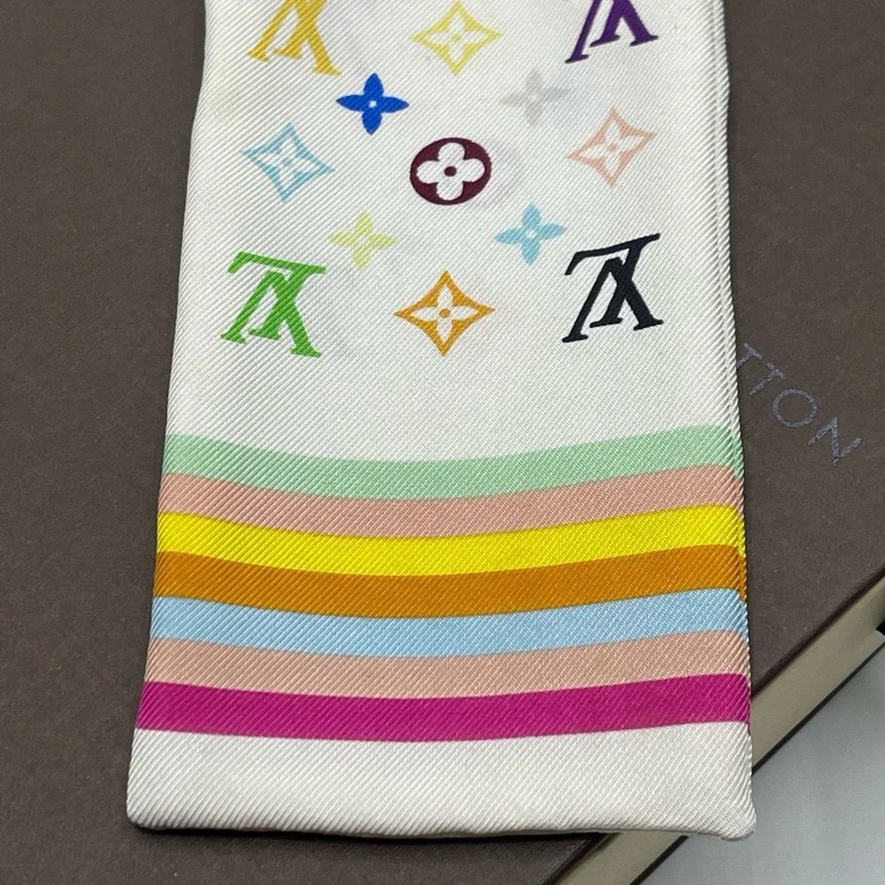 Louis Vuitton x Takashi Murakami Multicolor Y2K Bandeau Neckerchief Scarf Wrap - Picture 6 of 13